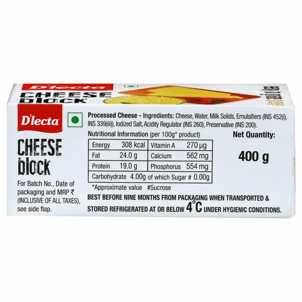 D Lecta Natural Cheddar Cheese Block 200 G Pouch Mahabhoj Palace