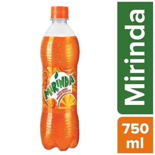 Mirinda with added Orange flavour no artificial flavour, 750 ml