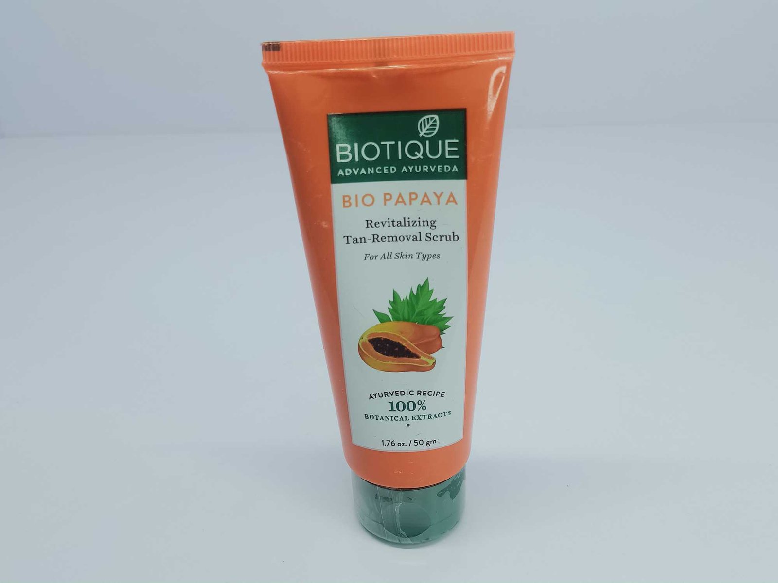 Biotique Advanced Ayurveda Bio papaya Revitalizing Tan-Removal Scrub for All Skin Types, 50 gram