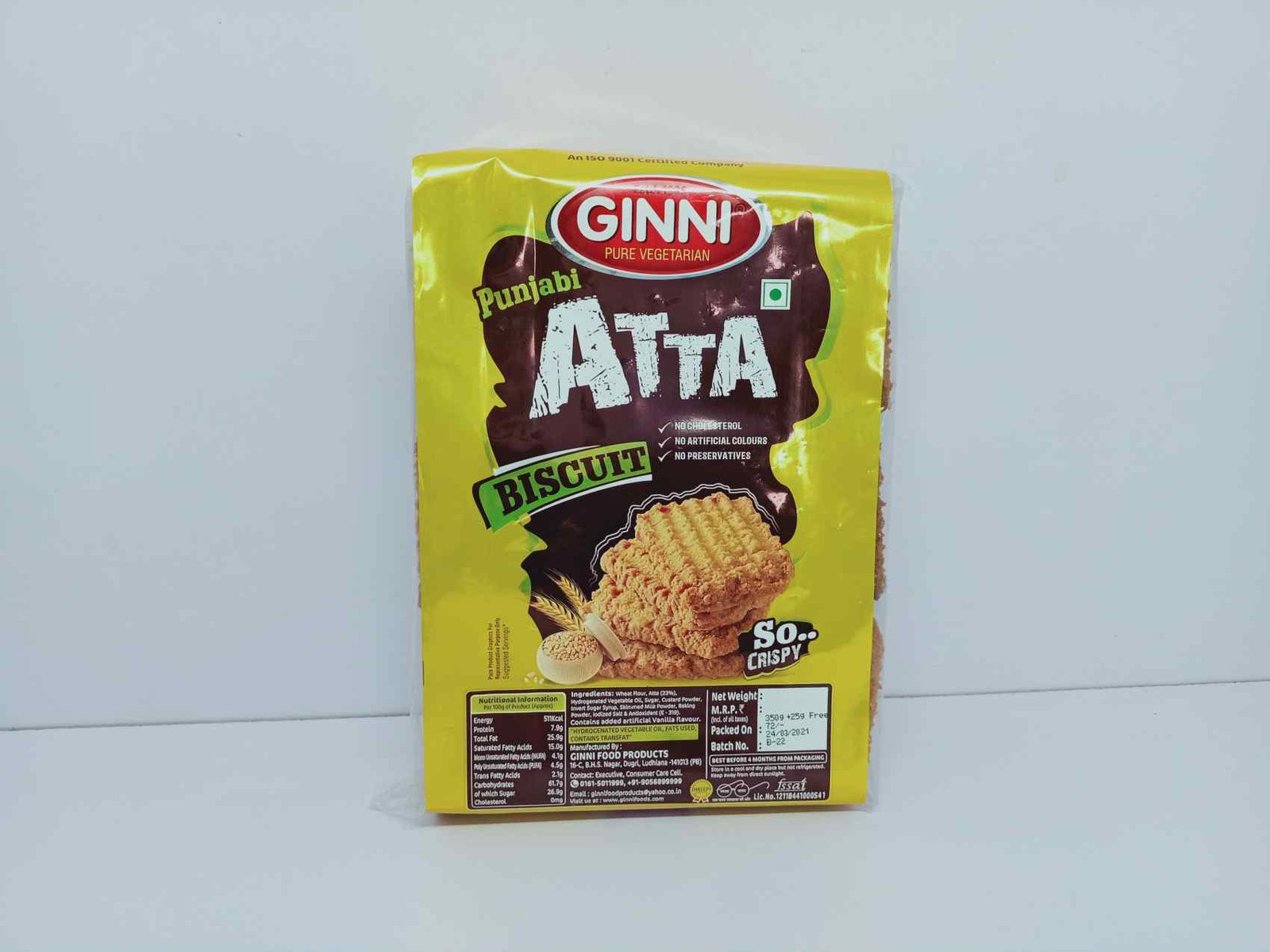 Ginni pure vegetarian punjabi Atta biscuits, 350 grams + 25 grams free