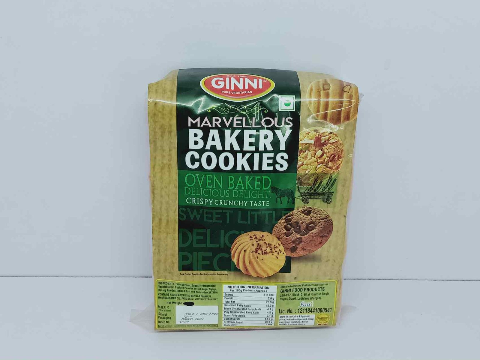 Ginni pure vegetarian premium cookies biscuits, 350 grams