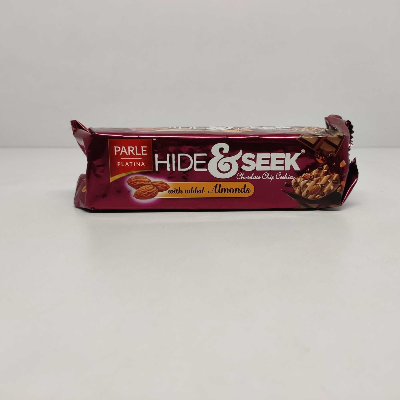 Parle Platina Hide and Seek choco chip cookies with added almonds, 100 grams