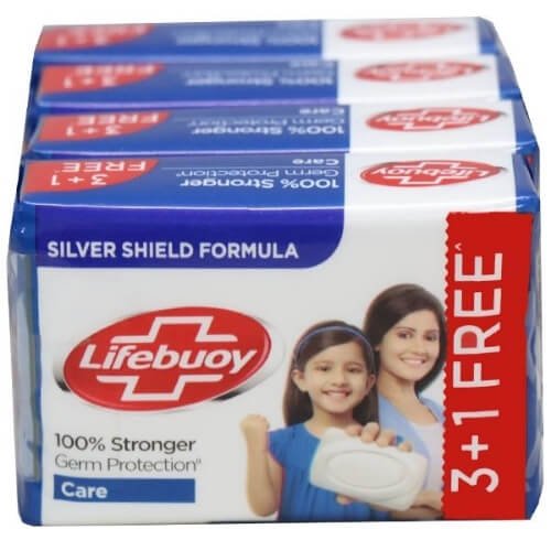 Lifebuoy Care Soap Bar, (125 Gram x 4 Units)