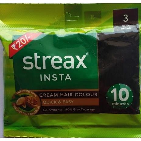 Streax Insta Cream Hair Colour, 15 gram + 15 ml sachet