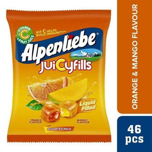 Alpenliebe Orange and Mango Flavour Assorted Juicyfills 3.8 g (46 pcs)