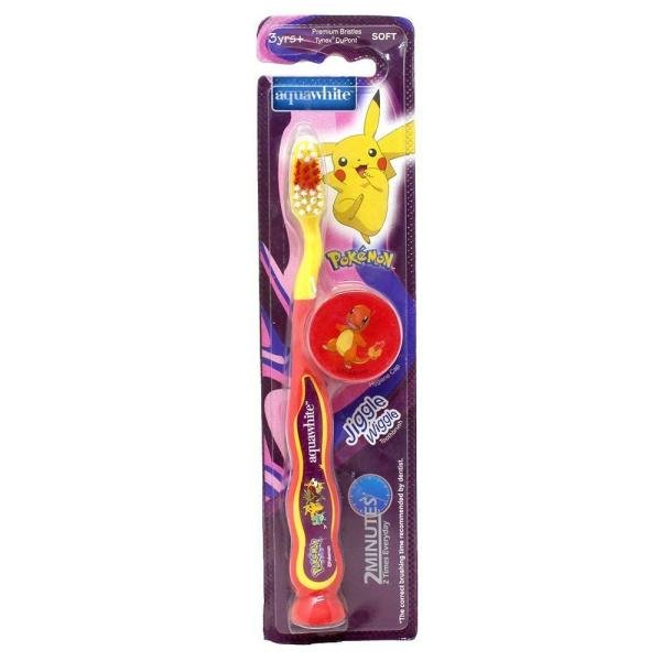 Aquawhite Pokemon Jiggle Wiggle (Soft) Pink Toothbrush 3+ Years