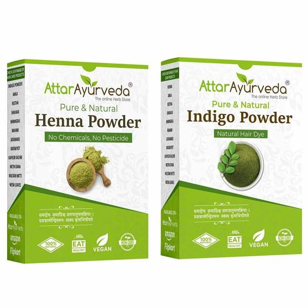 attar ayurveda natural dye for black hair henna leaves powder indigo leaves powder combo pack product images orvrx1vd2gs p591014721 0 202201220254