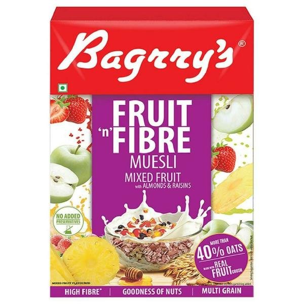 bagrry s fruit n fibre mixed fruit muesli with almonds raisins 500 g product images o491390343 p491390343 0 202203150236