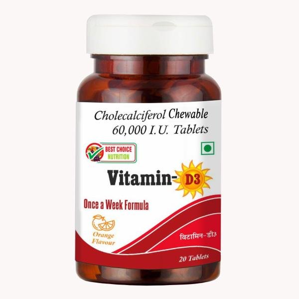 Best Choice Nutrition Vitamin D3 60000 IU Tablets 20 Tablet