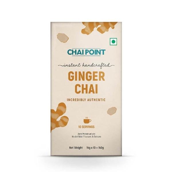 CHAI POINT Instant Tea | Incredibly Authentic | Ginger Flavoured Tea | 10 Sachets | Adhrak Chai | Instant Tea Premix | Tea Ginger Mix (Pack of 1)