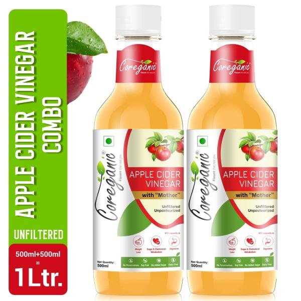 coreganic apple cider vinegar for weight loss with strand of mother unfiltered 500ml pack of 2 product images orvkpzbiipq p590805056 0 202109271234