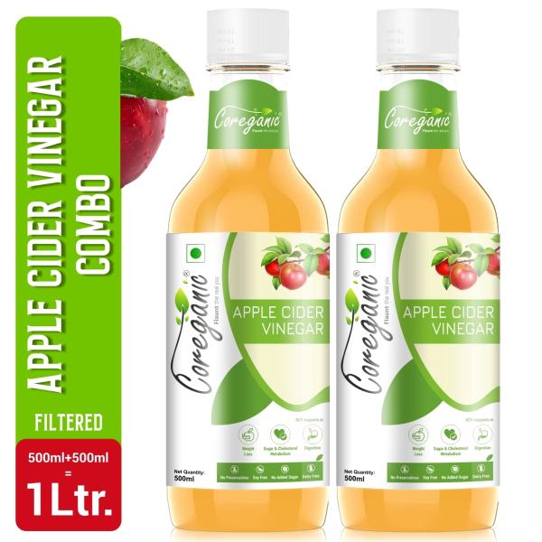 coreganic natural raw apple cider vinegar for weight loss 500 ml pack of 2 product images orv6rfetyyr p590805039 0 202109271230