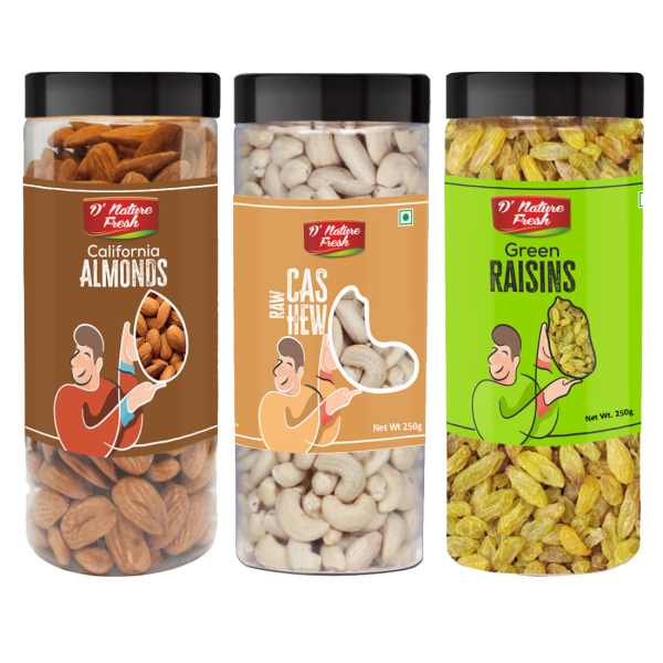 d nature fresh dry fruits combo pack almonds raw cashew raisins 250g jar each product images orvdvgjfxyx p590851834 0 202111101004