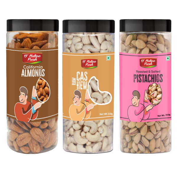 d nature fresh premium dry fruits combo pack almonds raw cashew pista 250g jar each product images orvmmrp1f9f p590852350 0 202111101234