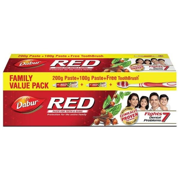 dabur red toothpaste 200 100 g with free toothbrush product images o490672482 p490672482 0 202203152234