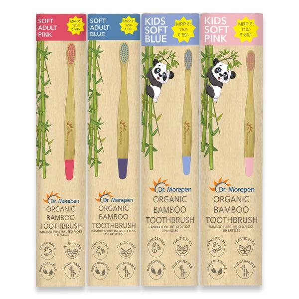 dr morepen organic bamboo toothbrush family pack 2 kids 2 adults product images orvzhnim1lg p591089745 0 202202250850