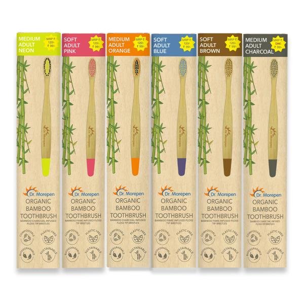 dr morepen organic bamboo toothbrush for adults pack of 6 product images orvmiqm2pik p591088723 0 202202250818