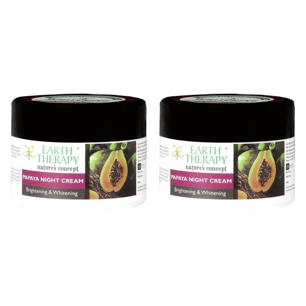 EARTH THERAPY Set of 2 x 50g Whitening & Brightening Papaya Night Cream Infused Argan & Olive Oil