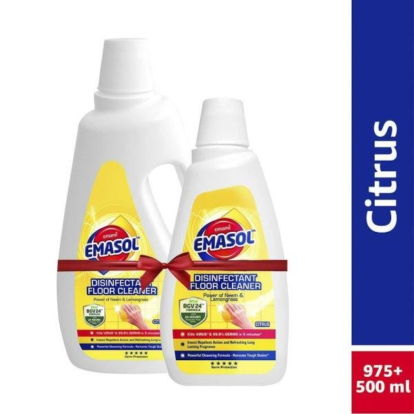 Emami Emasol Citrus Disinfectant Floor Cleaner 975 ml (Get 1 500 ml Free)