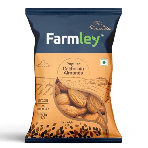 Farmley Popular California Almonds, 100% Natural, 2 Times Crunchier, 1 kg