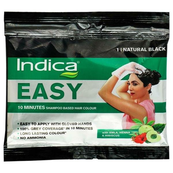 Indica Easy Shampoo Based Ammonia Free Hair Colour, Natural Black (1) 25 ml