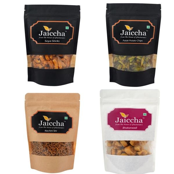 jaiccha namkeen snacks pack of 4 nachini sev bhakar wadi palak potato chips and soya sticks product images orvlmqwx8qi p591124952 0 202202261153