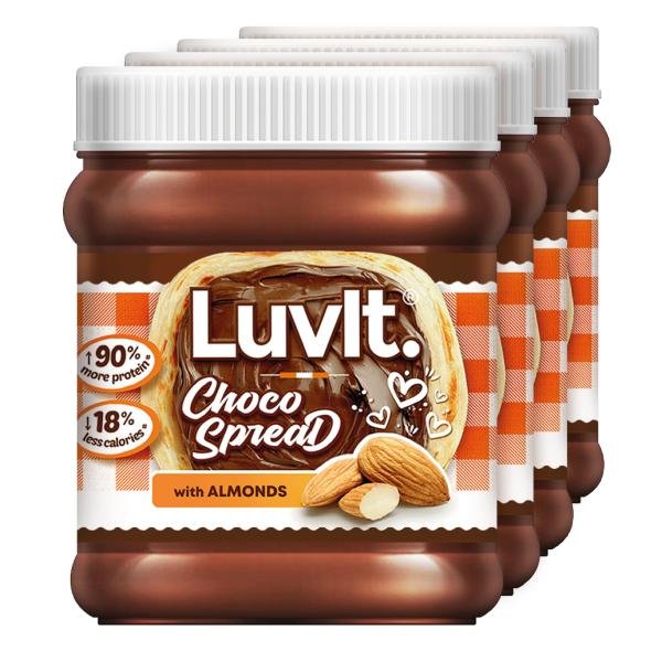 luvit choco spread with almond smooth delicious 90 more protein best for chocolate bread cakes shakes dosa roti pack of 4 310g each product images orvnvwoyazj p591126020 0 202202261319