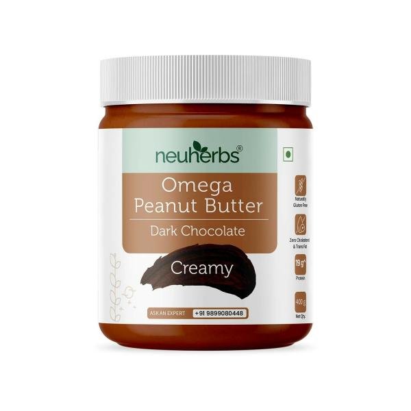 Neuherbs Dark Chocolate Peanut Butter Creamy with Omega-3- 19g Protein – 400 G