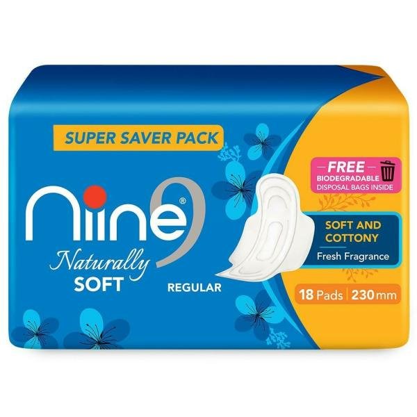 Niine Naturally Soft Sanitary Napkin Regular 18 Pads
