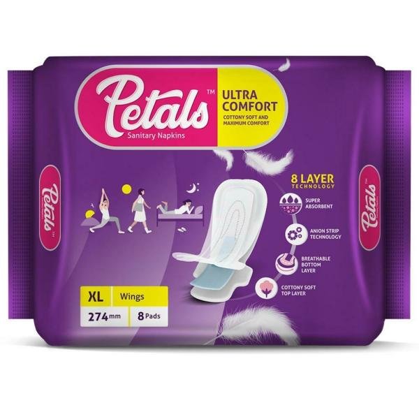 petals ultra comfort sanitary napkins with wings xl 8 pads product images o491439066 p491439066 0 202203150445