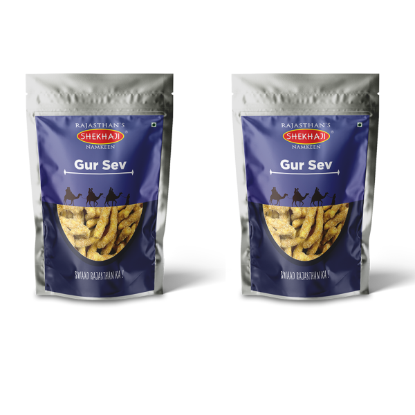 shekhaji gur sev 400 gm pack of 2 200 gm each crunchy farsan snack authentic handmade namkeen from rajasthan no preservatives namkeen pantry must have product images orvdabkogny p591111362 0 202203102055