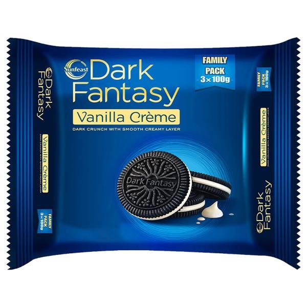 Sunfeast Dark Fantasy Vanilla Creme Biscuits 100 g (Pack of 3)