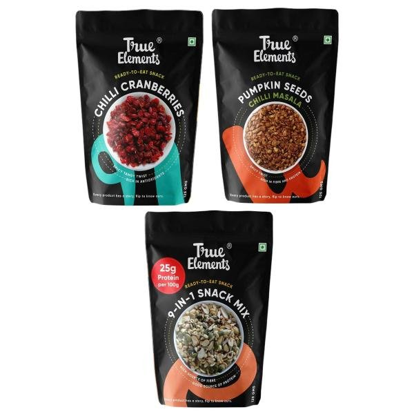 true elements chilli cranberries chilli masala pumpkin roasted 9 in 1 snack mix 125 g each combo product images orvhiht3cmf p590827687 0 202110200007