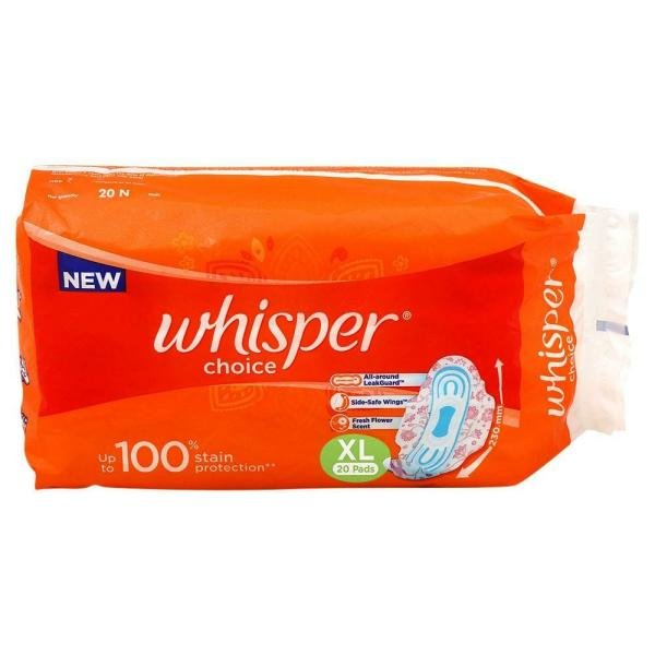 whisper choice sanitary napkin with wings xl 20 pads product images o491338200 p491338200 0 202203170213