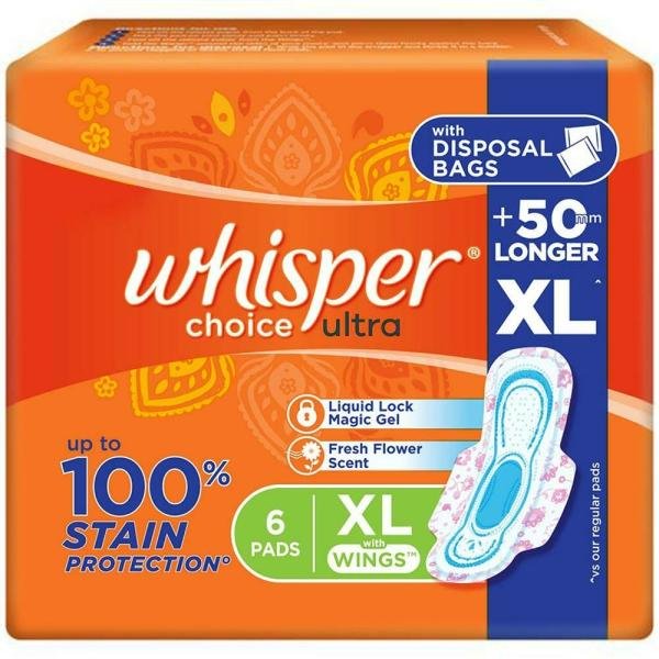 whisper choice ultra sanitary napkin with wings xl 6 pads product images o490642448 p490642448 0 202203150106