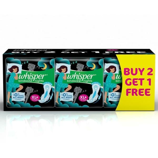 whisper ultra nights sanitary napkin with wings xl 45 pads pack of 3 product images o491349589 p590124737 0 202203170357