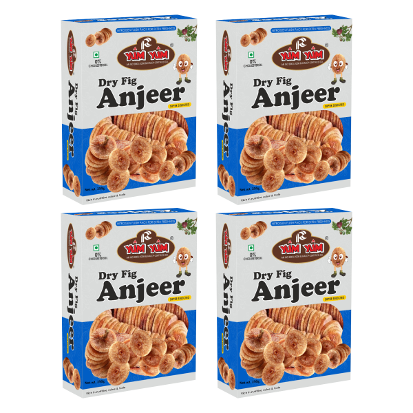 YUM YUM Premium Dried Anjeer Figs 1kg (Pack of 4-250g Each)