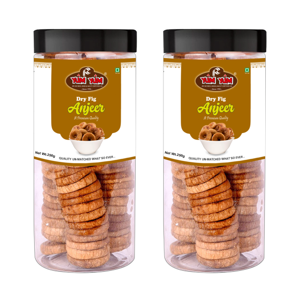 YUM YUM Premium Dried Anjeer Figs 500g (Pack of 2-250g Jar Each)