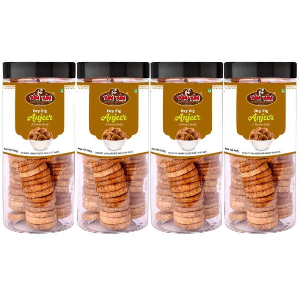 YUM YUM Premium Dry Figs Anjeer 1kg (Pack of 4-250g Jar Each