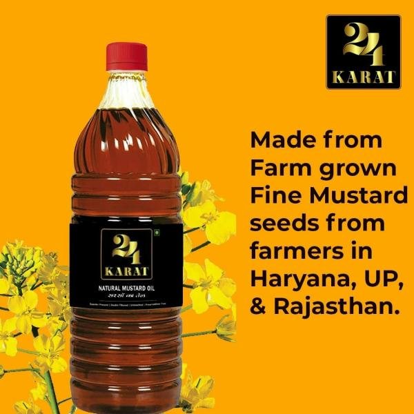 24 karat kacchi ghani mustard oil 4 75l pack of 3 2l double filtered cold pressed untouched product images orvcywnsacp p593789996 1 202209152117