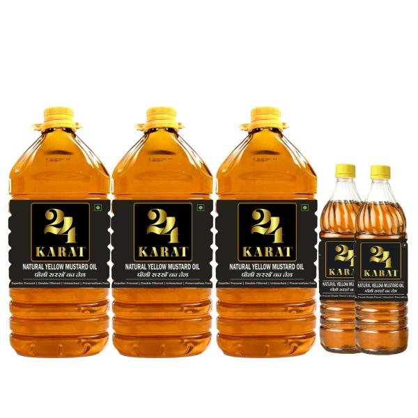 24 karat kacchi ghani yellow mustard oil 4 75l pack of 3 2l double filtered cold pressed product images orvmzquyk26 p593789933 0 202209152116