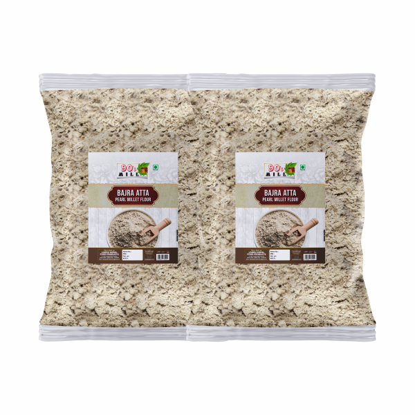 90’s Mill A+ + Bajra Atta| Bandikui Bajra Flour| Bajra/Pearl Millet Atta/Flour| Sajje Millet Gluten Free Flour/Atta-1960g(980g* 2Pkt)