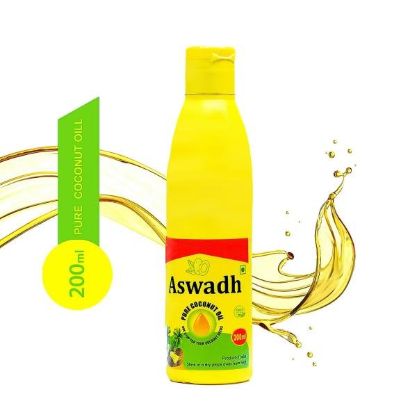 aswadh pure coconut oil pack of 4 200ml used for cooking skin care and hair care product images orvujorhzrc p598918767 0 202302281638