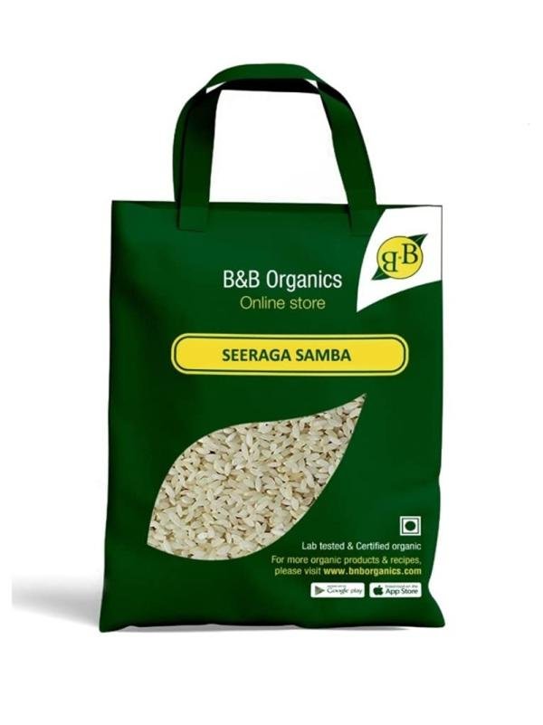 B&B Organics Seeraga Samba Rice (3 kg) (Jeeraga Samba Rice | Biryani Rice | Zeeraga Samba Rice | Jeera Rice with Natural Aroma | Biryani / Pulao Chawal)