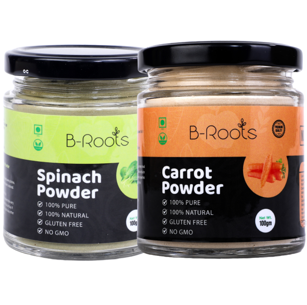 b roots carrot spinach powder 100 pure and natural for face and hair pack 200 gm pack of 2 jar 100 gm each product images orvp0v76gmz p595577512 0 202301181232