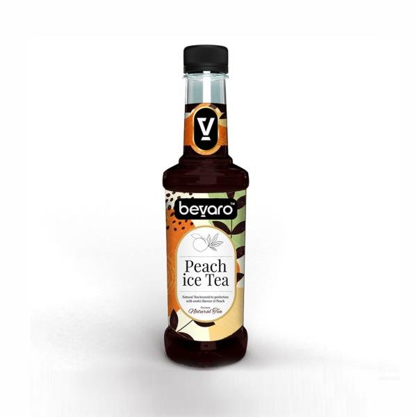 BEVARO Peach Ice Tea Syrup, 750 ml, Contains Natural Tea Extracts, Gourmet Syrup for Cocktails, Mocktails, Iced tea, Mixers, Cold Brew, & other Beverages