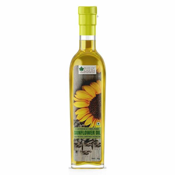 bliss of earth 1 ltr certified organic sunflower oil for cooking cold pressed hexane free sunflower oil plastic bottle product images orvbqittfkd p594221996 0 202210030743