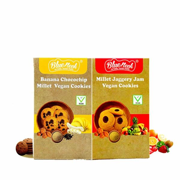 blueneck banana chocochip millet vegan cookies millet jaggery jam vegan cookies no added maida biscuit combo healthy biscuit for kids and adults pack of 2 200 gm each product images orvsponkwsa p598268739 0 202302100911