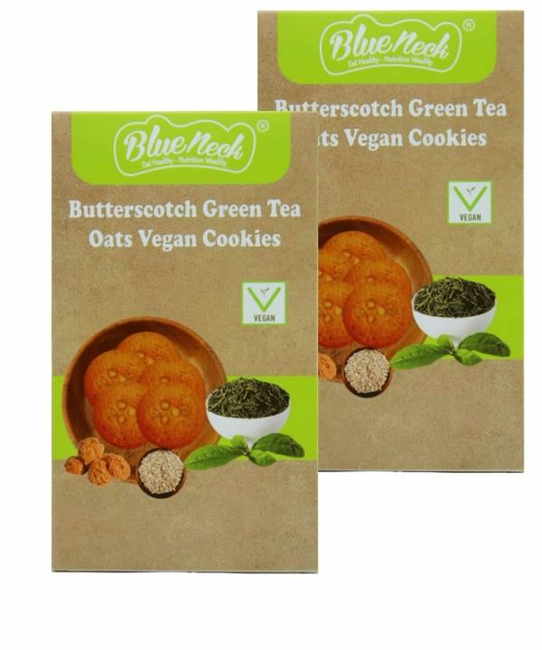 blueneck butterscotch green tea oats vegan cookies biscuits protein fiber packed with wheat flour no added maida healthy snak for kids and adults pack of 2 200g each product images orvs080wt3t p598229195 0 202302081649