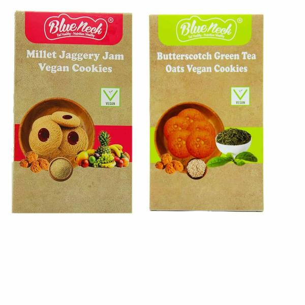 blueneck millet jaggery jam vegan cookies butterscotch green tea oats vegan cookies biscuit combo healthy biscuit for kids and adults gift pack 200 gm pack of 2 product images orv9p5x2bu6 p598300870 0 202302111026